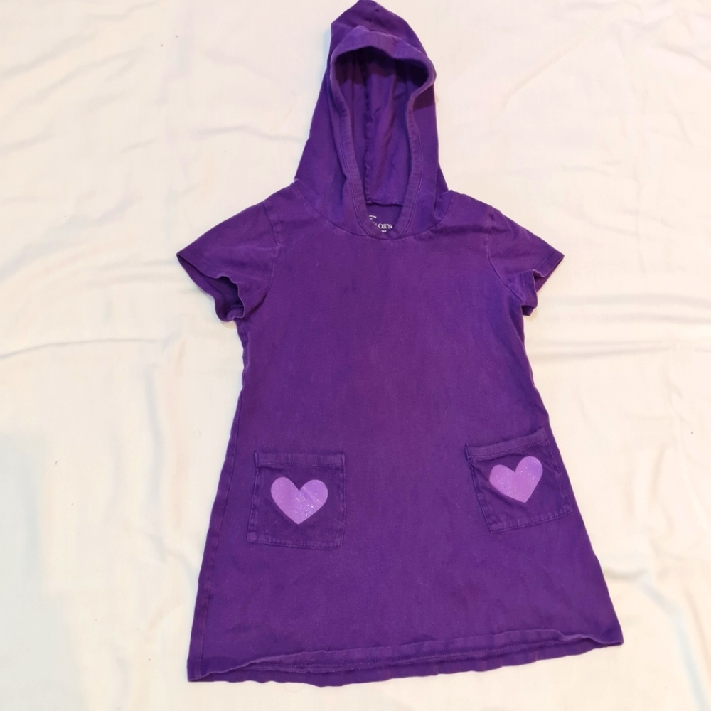 Girl's Faded Glory Purple Hooded Dress Sz 8